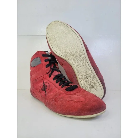 Mike DeAnna Wrestling Shoes Vintage Red Men's Size 7.5 Iowa Lightning Bolt‎ Rare